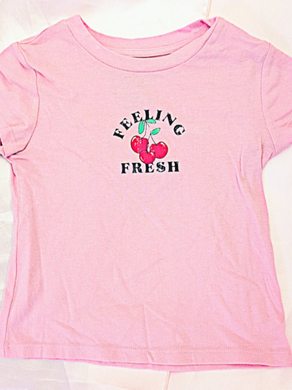 Cherry Crop Top Pink Cherries Graphic Baby T Shirt Coquette Aesthetic SIZE XXS
